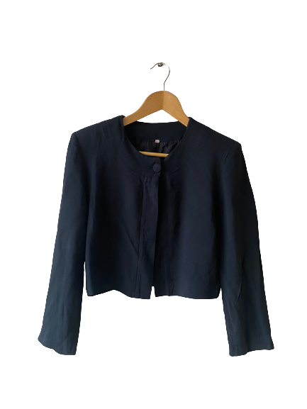 Veste crop bleu marine