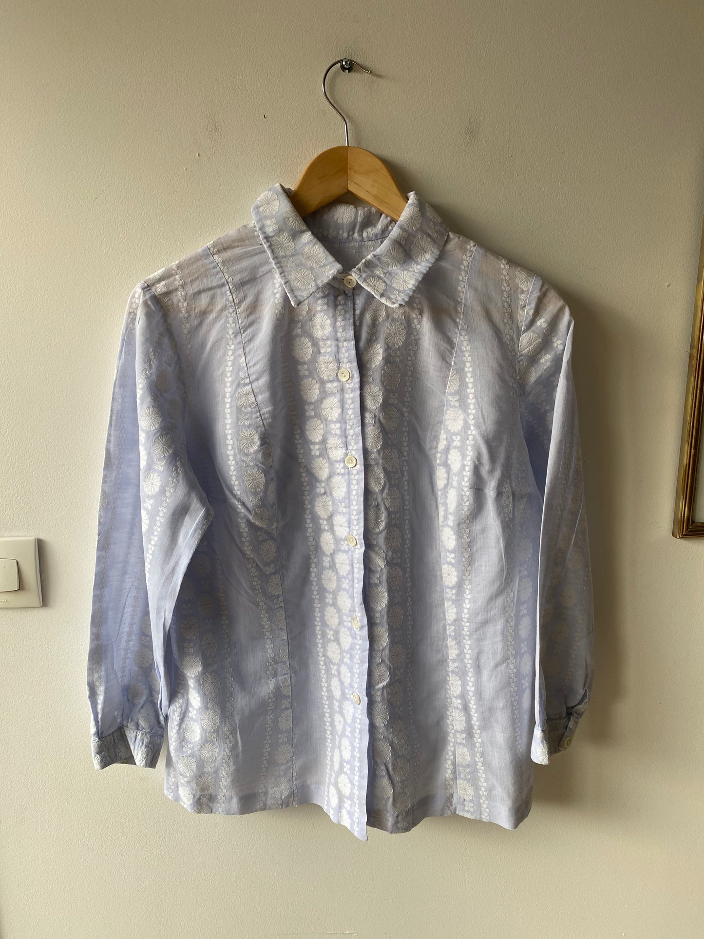 Chemise brodée bleu